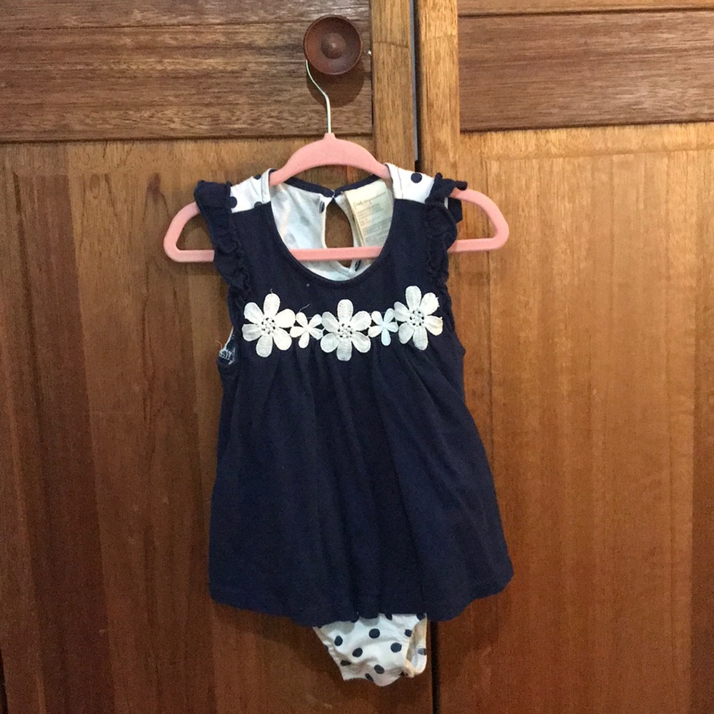 Navy flower onesie